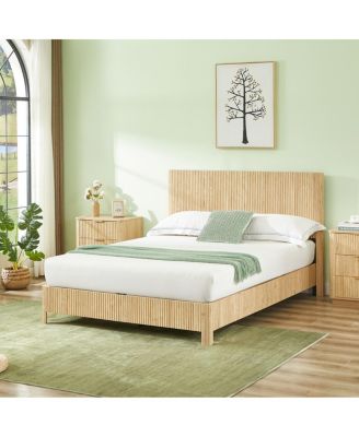 Queen Size Wooden corrugated curved lines, No Box Spring Needed