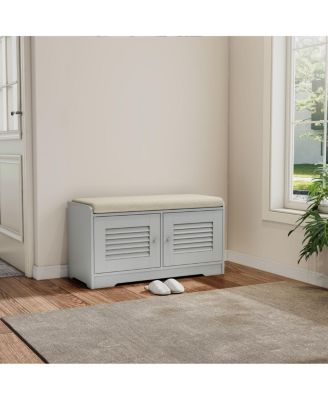Streamdale Shoe Storage Bench with 2 Door Cabinet & Cushion - Entryway Hallway Solution