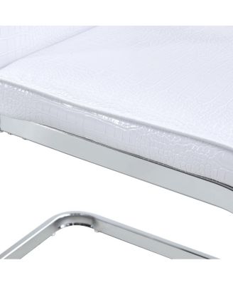 Set of 2 Retro Alligator Upholstered Dining Chairs with Crystal Buckle & Faux Leather