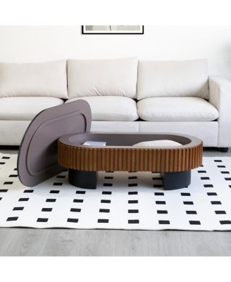Elliptical coffee table with storage