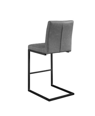Faux Leather Bar Stool with Tufted Backrest & Footrest
