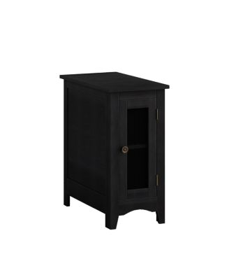 Rectangle Narrow Accent Side Table, Black Veneer, 11.75" W x 21.75" L x 24.25" H