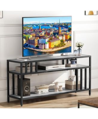 58" TV Stand for TV, Entertainment Center with Open Storage Shelves, TV Media Console Table