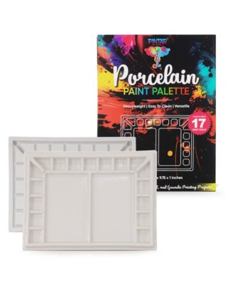 Ceramic Watercolor Paint Palette Tray - 17 Well Ceramic Palette | Rectangle - 13 x 9.8 inch  Paint Pallet