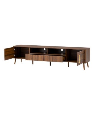 78" TV Stand for TVs up to 85", Modern Entertainment Center with Soft-Close Doors, Walnut