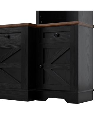 98.8" W Entertainment Center with Bookshelves for TVs up to 80