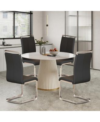 Modern Dining Chairs (Set of 4) - Black PU Leather