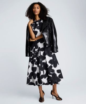 Women's Bubble Hem Crewneck Midi Dress