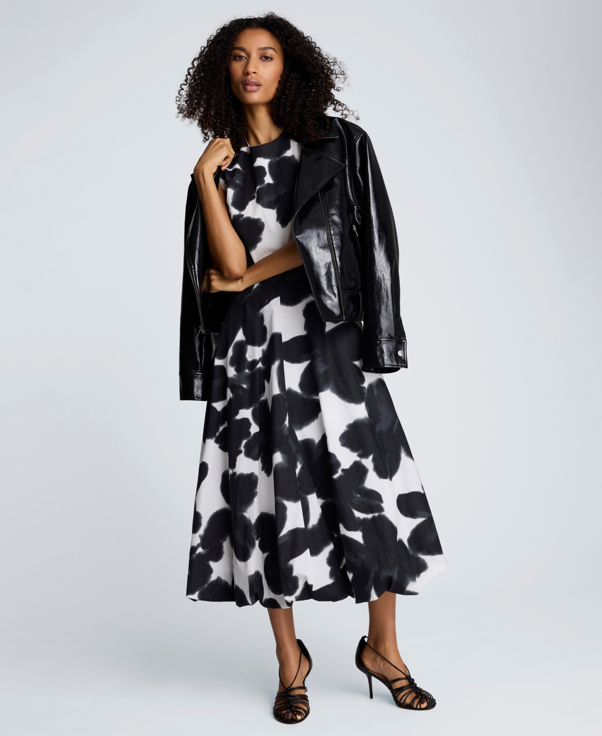 Kenneth Cole Women's Bubble Hem Crewneck Midi Dress