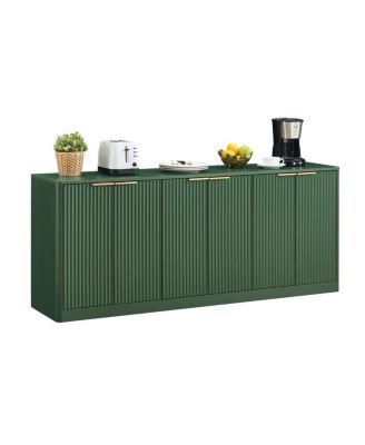 Streamdale 67-inch Modern Wavy Sideboard, 6-Door Storage Cabinet in Green