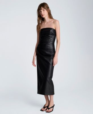 Women's Strapless Midi Tuck Dress