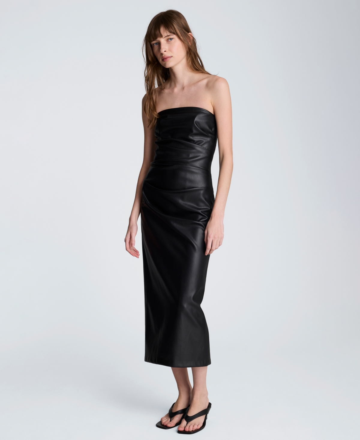 Kenneth Cole Women's Strapless Midi Tuck Dress