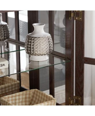 LED Curio Display Cabinet with Adjustable Shelves & Lattice Doors