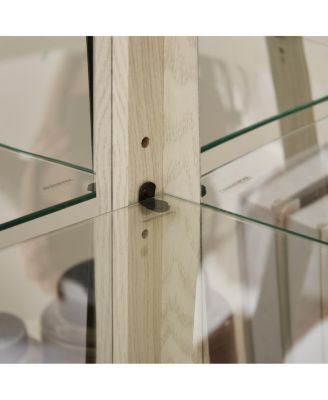 Corner Lighted Curio Cabinet with Glass Storage, Antique White