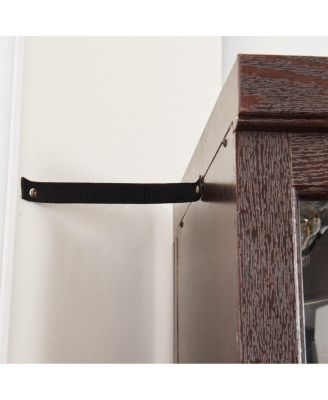 Streamdale Corner Glass Lighted Curio Display Cabinet for Living Room, Wine, Bar Storage, Dark Cherry