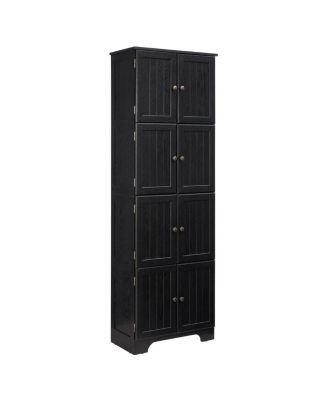 Streamdale Storage Cabinet with 8 Doors and 4 Shelves, Black