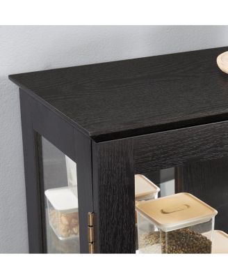 Streamdale Lighted Curio Cabinet with Glass Doors and Adjustable Shelves, Black
