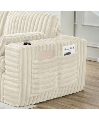 Streamdale Luxury Ribbed Chenille Upholstered Modular Sectional Sofa with Ottoman