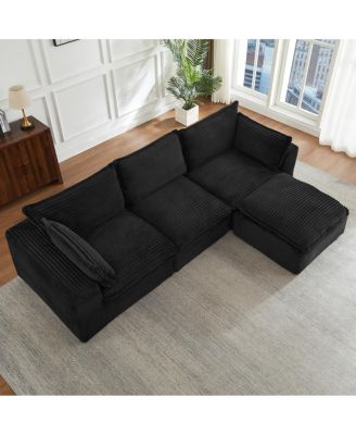 Cloud Sectional Couches for Living Room, Convertible L-Shape Couch with Ottoman