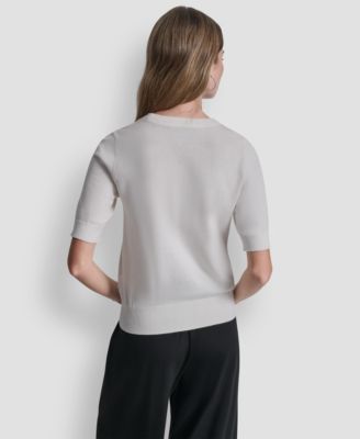 Women's Short-Sleeve Graffiti Hearts Sweater Top