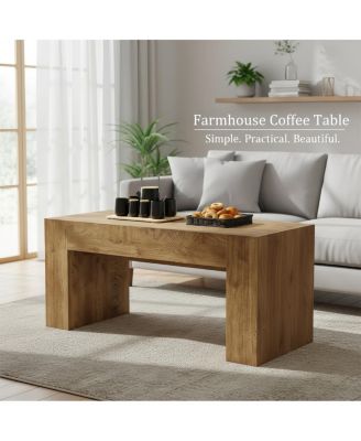 Farmhouse Coffee Table with Hidden Storage Drawer