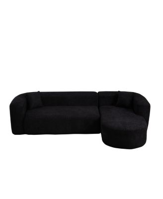 Streamdale Luxury Modern Curved Sectional Sofa, Chenille Fabric, Right Chaise Black