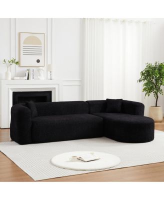 Streamdale Luxury Modern Curved Sectional Sofa, Chenille Fabric, Right Chaise Black