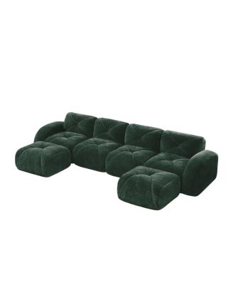 U-shaped Boneless Sofa, Tufted, 32D High Density Sponge, Anti-Slip