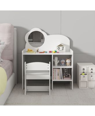 Kids Vanity Table with Mirror, Chair & Storage