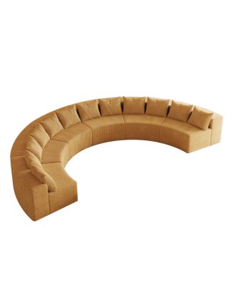 Corduroy Curved Sectional Foam Sofa with 12 Pillows, Semi-Circular Modular Design
