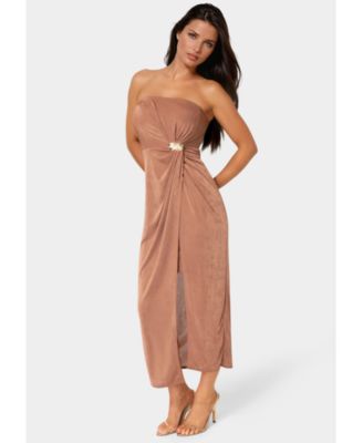 Women's Strapless Twist Waist Maxi Dress