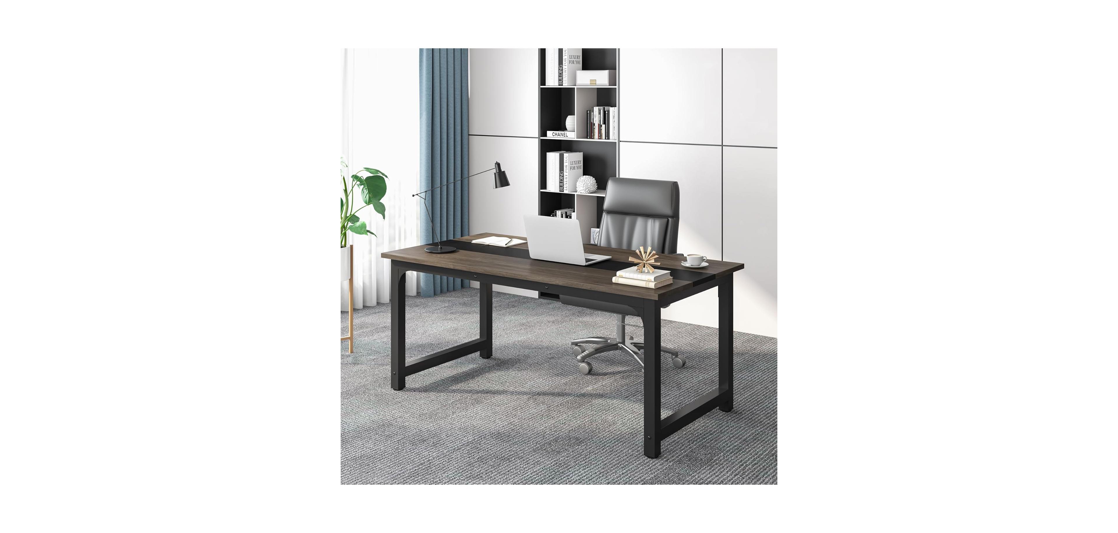 Tribesigns 63" Executive Desk, Large Office Computer Desk with Thicken Frame, Modern Simple Workstation Business Furniture