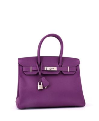 Birkin 30 Handbag Purple Epsom with Palladium Hardware