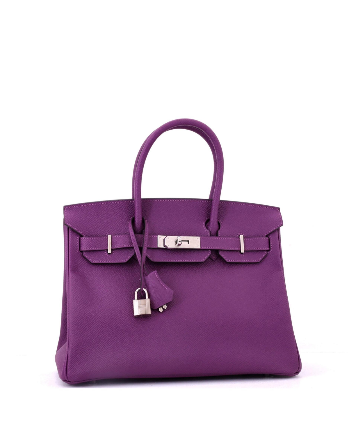 Pre-Owned HERMES Birkin 30 Handbag Purple Epsom with Palladium Hardware