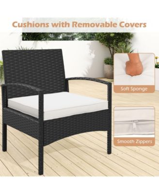 Outdoor 3-Piece Rattan Bistro Furniture Set with Table