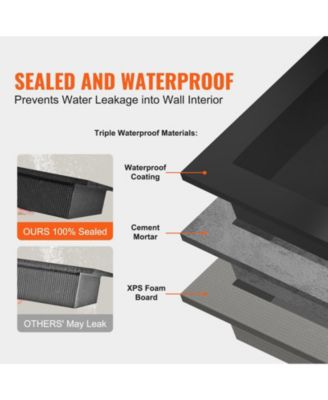 Shower Niche, Ready for Tile, 16" x 32", Double Shelf, Recessed Wall Insert, Sealed Waterproof, Square Corners, Black