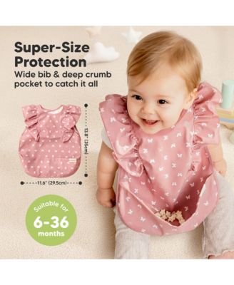 2-Pack Fae Waterproof Bibs for Baby Girl, Boy - Large Baby Bibs for Eating, Infant Feeding Essentials, Lightweight, Cute