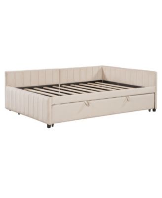 Upholstered L-Shaped Daybed with Twin Trundle