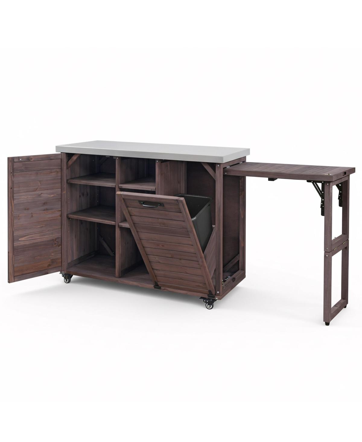 Streamdale Furniture 78.3" Outdoor Kitchen Island with Foldable Grill Table.