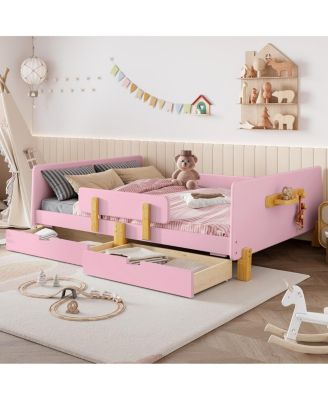 Platform Bed with Storage, Solid Wood Frame, No Box Spring Needed