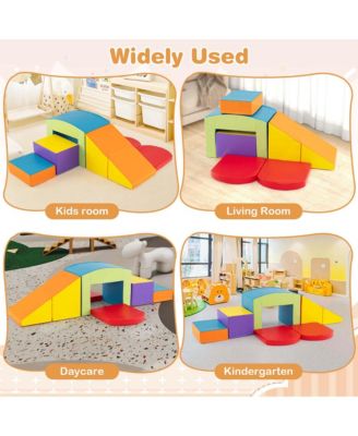 6 PCS Multi-color Climb and Crawl Activity Playset with Tunnel Slide Stairs & Ramp