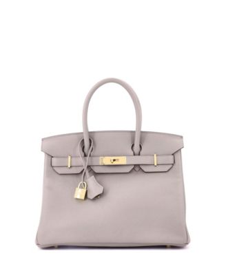 Birkin 30 Handbag Grey Novillo with Gold Hardware