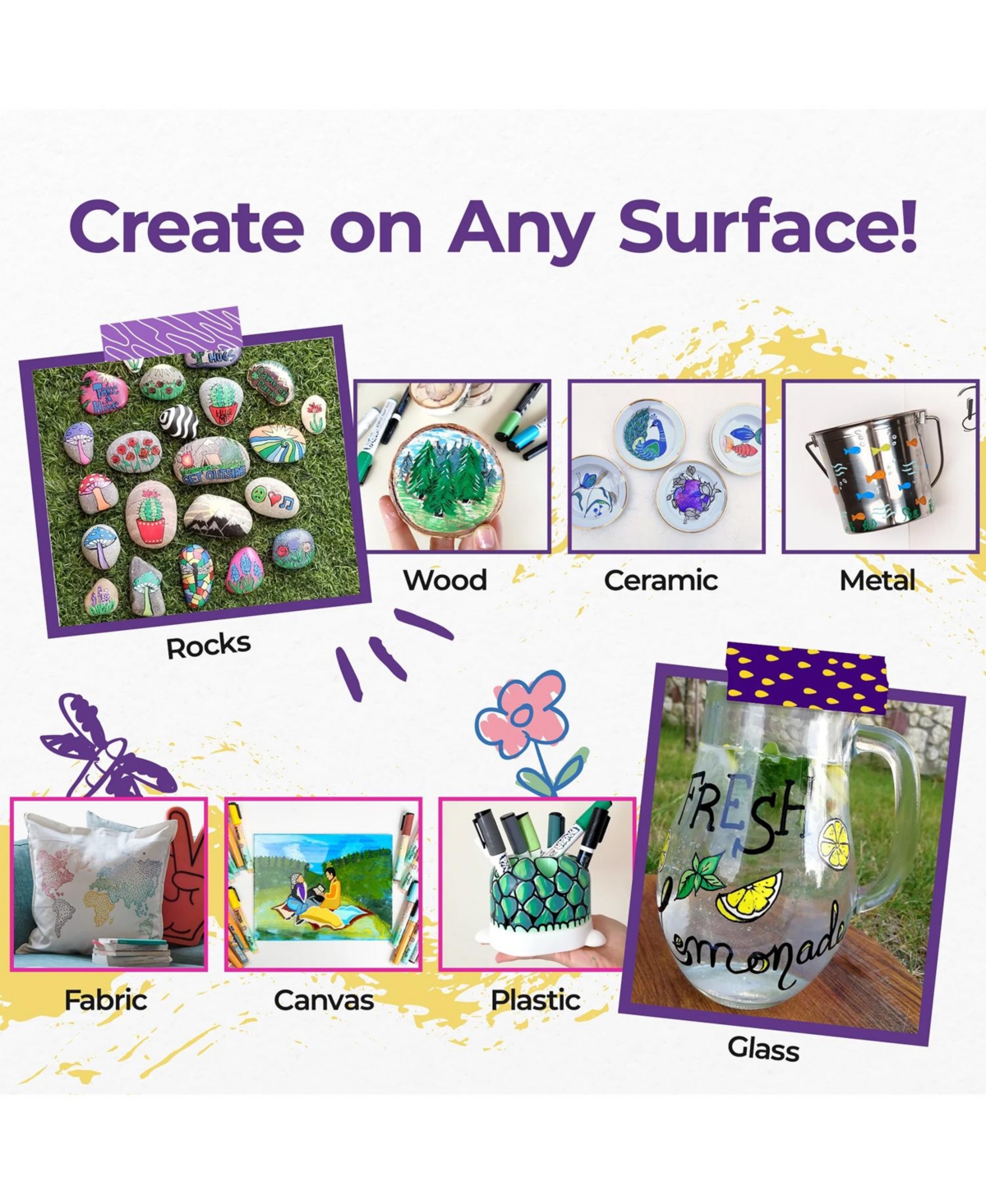 Pintar Acrylic Paint Markers Medium Point - Medium Point Paint Markers - Acrylic Paint Markers Set - Pack of 26, 5.0mm