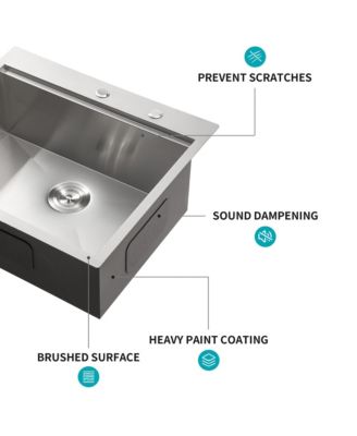 28x22x10inch Drop In Kitchen Sink Stainless Steel Workstation Single Bowl 16 Gauge Topmount