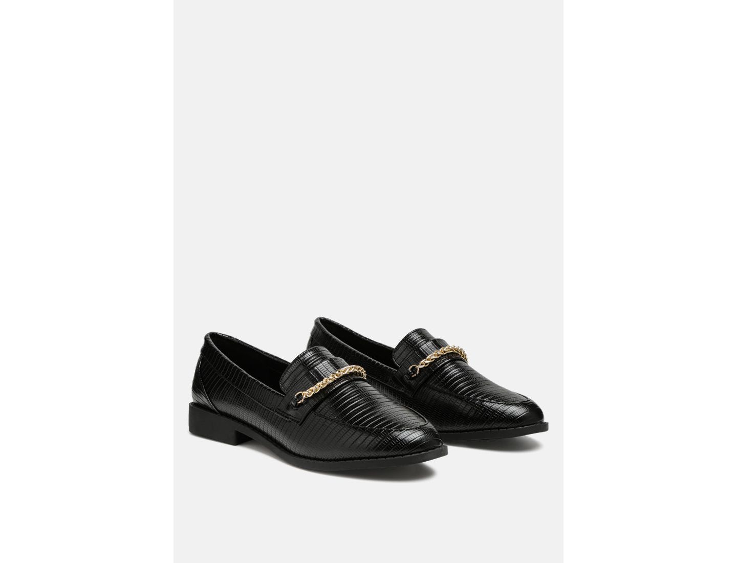 Женские туфли London Rag Vouse Low Block Loafers Adorned With Golden Chain, цвет: Чёрный — фото 4