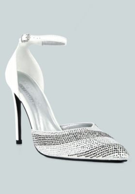 NOBLES Womens Rhinestone Patterned Stiletto Sandals