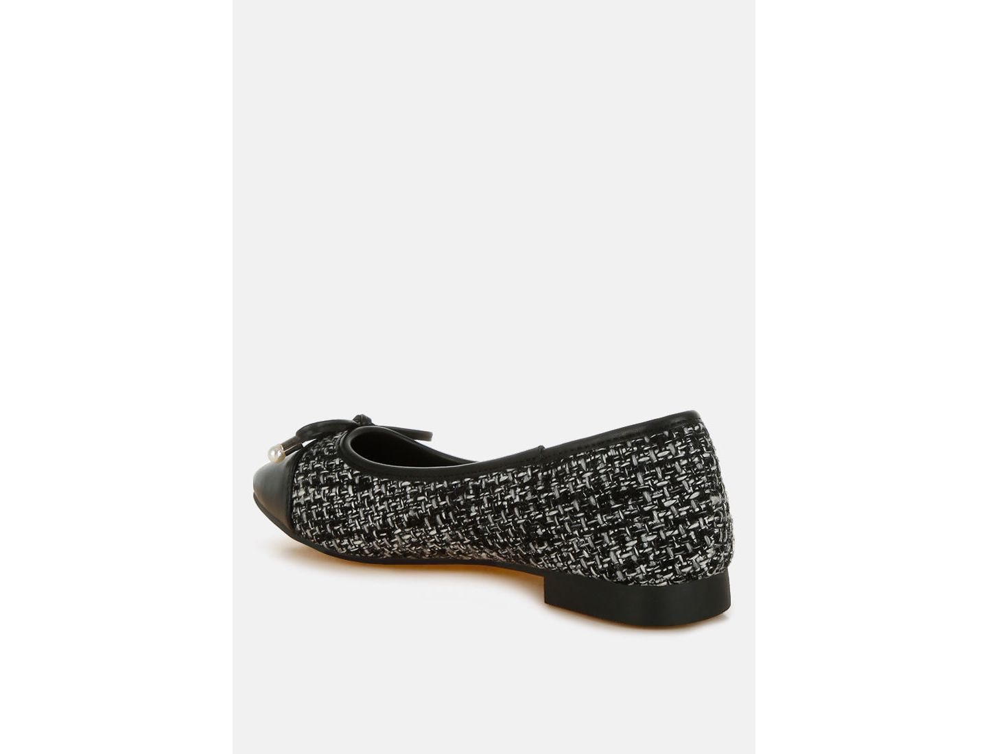 Женские балетки London Rag Acino Boucle Pearl Bow Ballerinas, цвет: Чёрный гладкий — фото 5