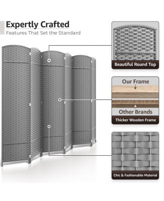 6 Panel Room Divider Panel - Extra Wide Double Hinged Panels - Folding Privacy Screens