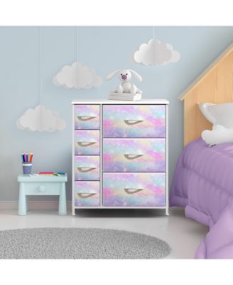 Dresser with 7 Drawers - Storage Organizer with Steel Frame, Wood Top, Handles, Fabric Bins