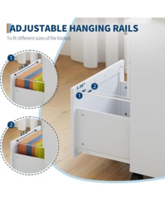 3-Drawer Rolling File Cabinet with Lock, Wooden Mobile Filing Cabinet for Home Office & Under Desk Storage, White